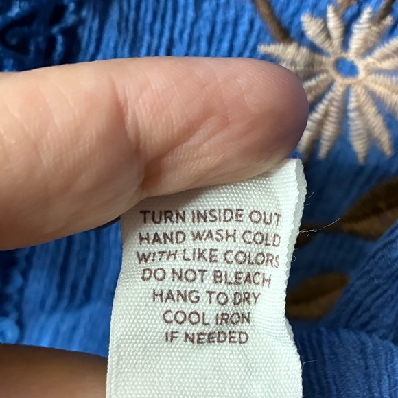 Blu Pepper Blue Tie Front Cap Sleeve Blouse L - Picture 10 of 10